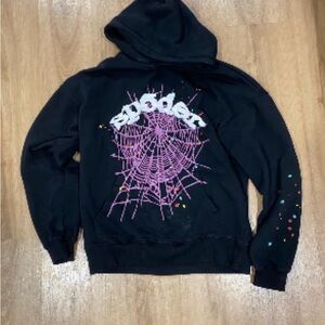 Black Hoodie with Pink Web Design